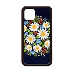 Capa branca de crisântemo com folhas de frutas para iPhone 12 Pro Max para Apple Mini Mobile Case