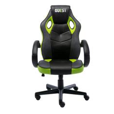 Cadeira Giratória em Couro Quest Fratini Móveis Preto/Verde