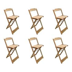 Kit 6 Banquetas Bistrô Dobravél Para Bar - Sem Pintura / Crua