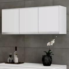 Armário Aereo para Lavanderia 120cm Andréia 3 Portas Cor Branco - AJL