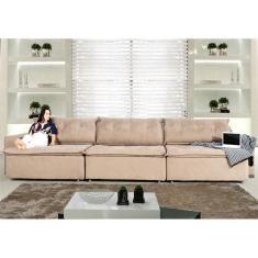 Sofá Austrália 4,12 Metros Retrátil e Reclinável com Molas no Assento Tecido Suede Pluma - Moveis Marfim