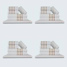 Jogo De Toalhas 24 Pçs Coleção Dubai 100% Algodão Branco