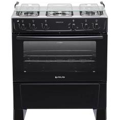 Fogão  5 Bocas Atlas Mônaco Plus Preto Com Mesa Inox - Bivolt