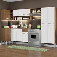 Cozinha Canto Reto Emilly 353 Armário e Balcão Branco Madesa