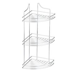 Porta Shampoo de Canto Triplo Suporte Cromado Organização Banheiro - P