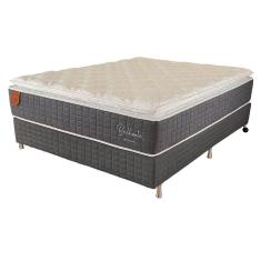 Cama Box Viúva (Box + Colchão) 128x188x71 Brilhante Prorelax Molas Ensacadas Pillow Top - Cinza