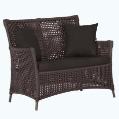 1 Sofá Área Externa Igapó Alumínio Pintura Marrom Corda Náutica Estofa