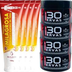Kit 4 Gel 30 Ervas Power 300g + 4 Pomada Massageadora Milagrosa 150g -