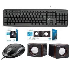 Teclado + Mouse Óptico Usb + Caixa Som Pc Desktop Computador Homologaç