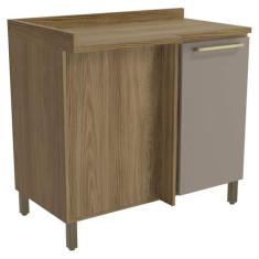 Armário de Cozinha Balcão de Canto 1 Porta 52x98cm com Pés e Tampo M62