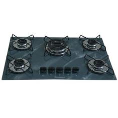 Fogão Cooktop Chamalar 5 Bocas Tripla Chama Bivolt XP, Marmorizao cinz