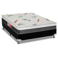 Cama Box Casal: Colchão Anatômico Plumatex D28/Ep Falcon Ultra Firme + Base Crc Suede Black(138X188)