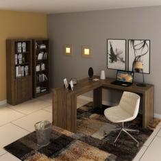 Kit 3 Peças Com Mesa Para Escritório Em L, Estante Livreiro A