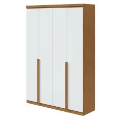 Guarda Roupa Solteiro Alonzo 4 Portas Amêndoa Clean Branco - Lopas
