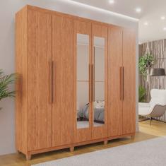 Guarda-roupa Casal 6 Portas 4 Gavetas com Espelho com Pés Atlanta