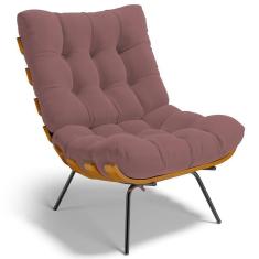 Poltrona Decorativa Costela L02 Suede Rosê - Lyam Decor