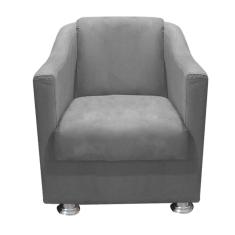 Poltrona Decorativa Tilla Para Sala E Escritório Suede Cinza