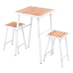 Conjunto De Mesa E 2 Bancos Branco Para Área Externa Jardim