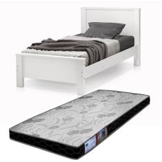 Cama Solteiro Tradicional Estrado Pés de Madeira Com Colchão D20 Top d