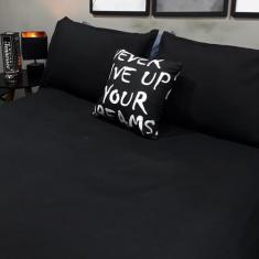 Lençol Com Elástico Casal Comum 4 Un Preto Almofada Decor - Casa Da Fa