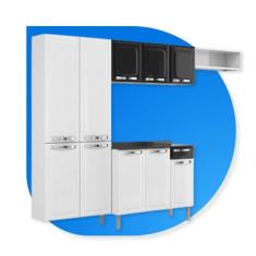 Armário de Cozinha Itatiaia Rose Compacta 4 Pecas Branco/Preto