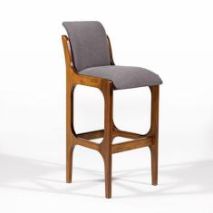 Banqueta Alta em Madeira Irlanda Estofada Linho Cinza L55 RMI - Rio Ma