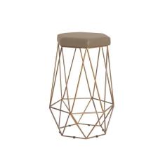 Banqueta Rubel Base Gold Suede Cappuccino Gran Belo