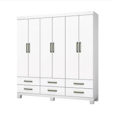 Guarda Roupa Casal D22 6 Portas 6 Gavetas Branco