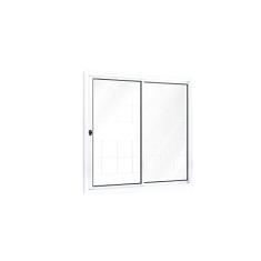 Janela de Correr Aço 2 Folhas com Grade Quadrada Riobras 100cmx100cm Branco