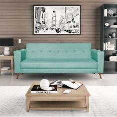 Sofá 3 Lugares 200cm Marisa Suede Yescasa Azul Tiffany