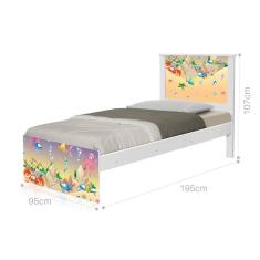 Cama Solteiro Adesivada Fundo do Mar Feliz