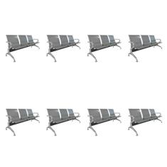 Kit 8 Cadeiras para Escritório Longarina 3 Lugares Dubai Cinza