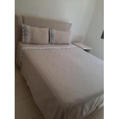 Jogo De Lençol Casal Queen Bordado 4 Peças 300 Fios Micropercal Topazi