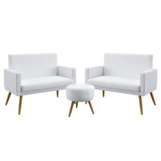 Kit 2 Poltronas Namoradeiras Estofadas Para Sala De Estar Vega Com Rod