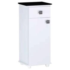 Balcão Multiuso para Bebedouro Karol Branco/Preto - AJL Móveis, Branco