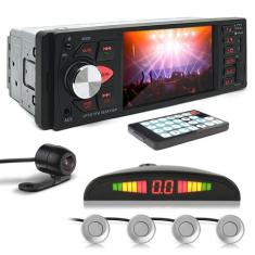 Kit Rádio C/ Tela + Câmera Ré + Sensor Ré Prata Ford Fusion 2010 2011 