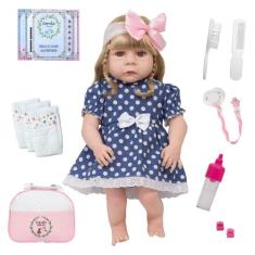Bebe Boneca Reborn Abigail Loira Vestido Bolinha Completa - Cegonha Re