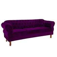 Namoradeira Chesterfield Elisabeth 3 Lugares Via Encanto Veludo Uva