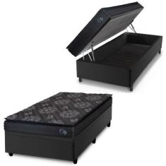 Cama Box Baú Solteiro Colchão Com Molas Ensacadas City Pillow Top 88x1