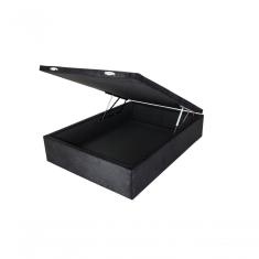 Cama Box Baú Casal Sintético Preto 138x188