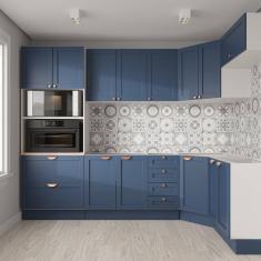 Cozinha Modulada 7 Peças sem Tampo 3 Aéreos 3 Balcões e Torre Quente Arizona CabeCasa MadeiraMadeira Branco/Azul