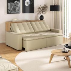 Sofá Cama Retrátil e Reclinável 4 Lugares 240cm em Veludo Palmeira Cab