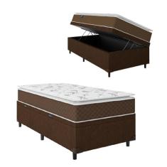 Cama Box Baú Solteiro Colchão Molas Ensacadas Pillow Top Martino 88x18