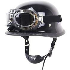 Capacete De Rosto Aberto Estilo Vintage Meio Capacete De Motocicleta Com Óculos De Proteção, Meio Capacete De Motocicleta Com Certificação DOT Adequado Para Homens E Mulheres Motociclista Cruiser