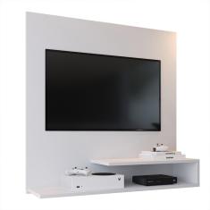 Estante Painel Parede Smart New TV 32 Polegadas Prateleiras Decorativas Sala Quarto Pequeno Retrô – Branco - RPM 