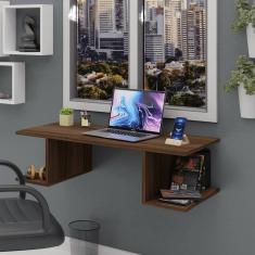Mesa Suspensa Escrivaninha Computador 900x420 C/ Prateleiras	