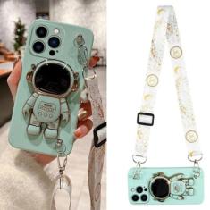 Crossbody Lanyard Astronaut Bracket Phone Holder Case para iphone 14 13 12 11 15 Pro XS Max Mini XR X 8 7 6 6S Plus SE 2020 Capa, azul celeste, para iphone XS ou X