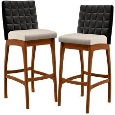 Kit 02 Banquetas Altas Cozinha B04 Preto Cru