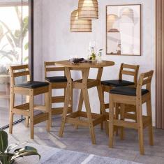 Conjunto Mesa Bistro Com 4 Banquetas Cedro Gold 11c