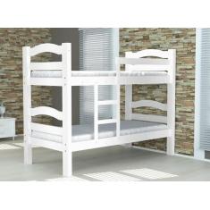 Cama Beliche Robusta com Escada Branco Brilho - Arauna - ARAÚNA
